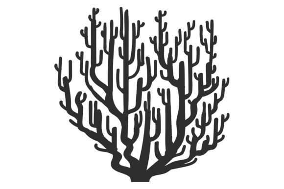 Aquarium Coral Element. Black Decorative Graphics & Illustrations