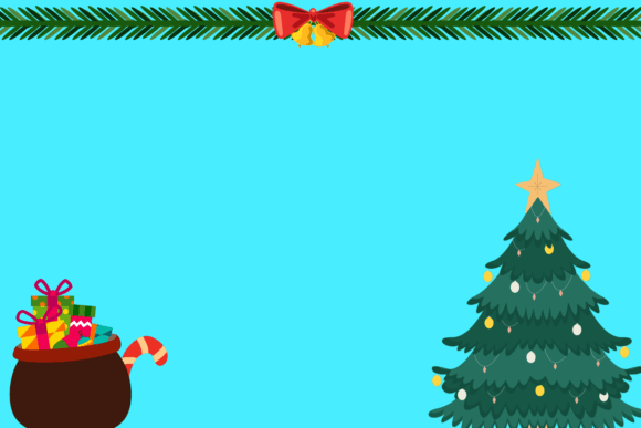 Christmas Green Tree & Decorative Graphics