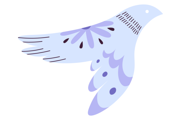 Decorative Bird. Folk Pattern Motif Colo