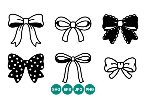 Decorative Black and White Bow Vector Graphics