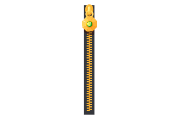 Decorative Clothing Zipper. Golden Sewin: Graphics & Illustrations