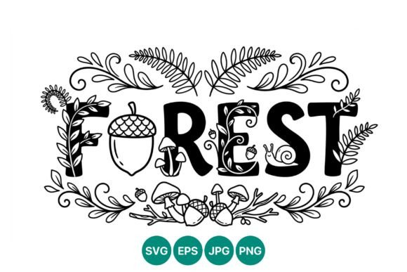 Decorative Forest Lettering Acorn