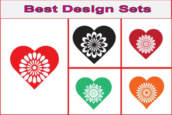 Decorative Heart Mandala Vector Set