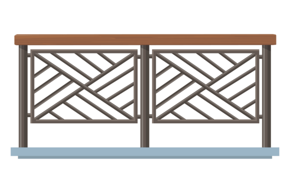 Decorative Metal Railing Graphics: Geometric Orna Illustrations