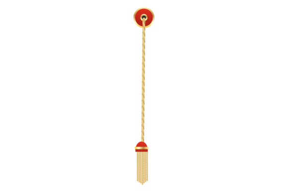 Decorative Tassel on Golden Rope. Red El