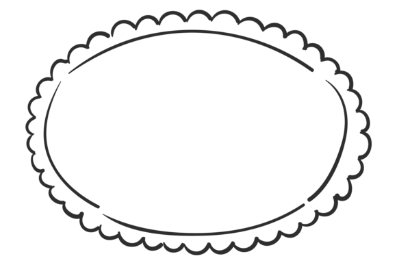 Doodle Frame. Oval Hand Drawn Decorative Graphics