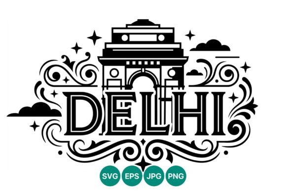 India Gate Delhi Decorative Line Art Graphics