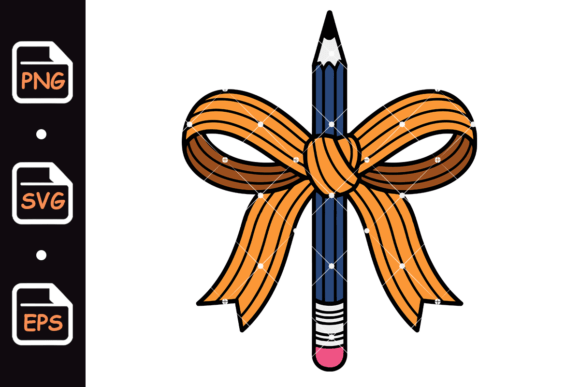 Pencil with Decorative Bow Illustration