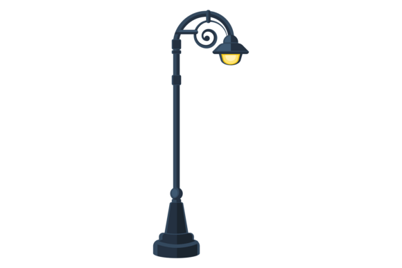 Street Light Pole. Decorative Vintage Ur Graphics & Illustrations