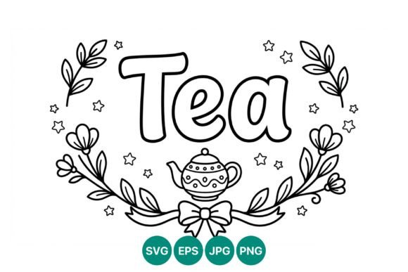 Tea Lettering with Decorative Teapot Graphics