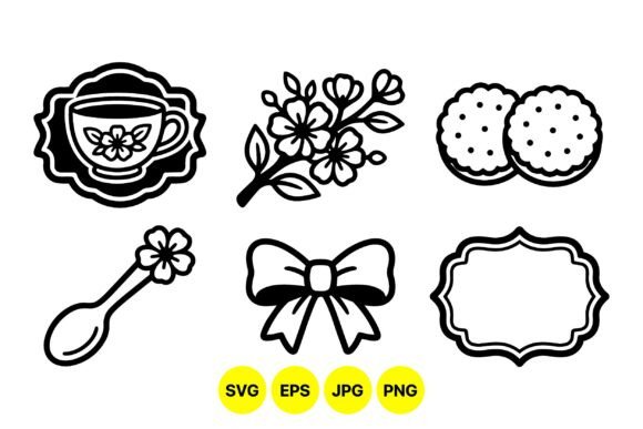 Tea Time Decorative Clipart Set Graphics
